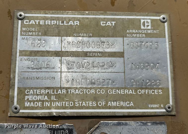 image for item EM8316 1987 Caterpillar 623E elevating scraper