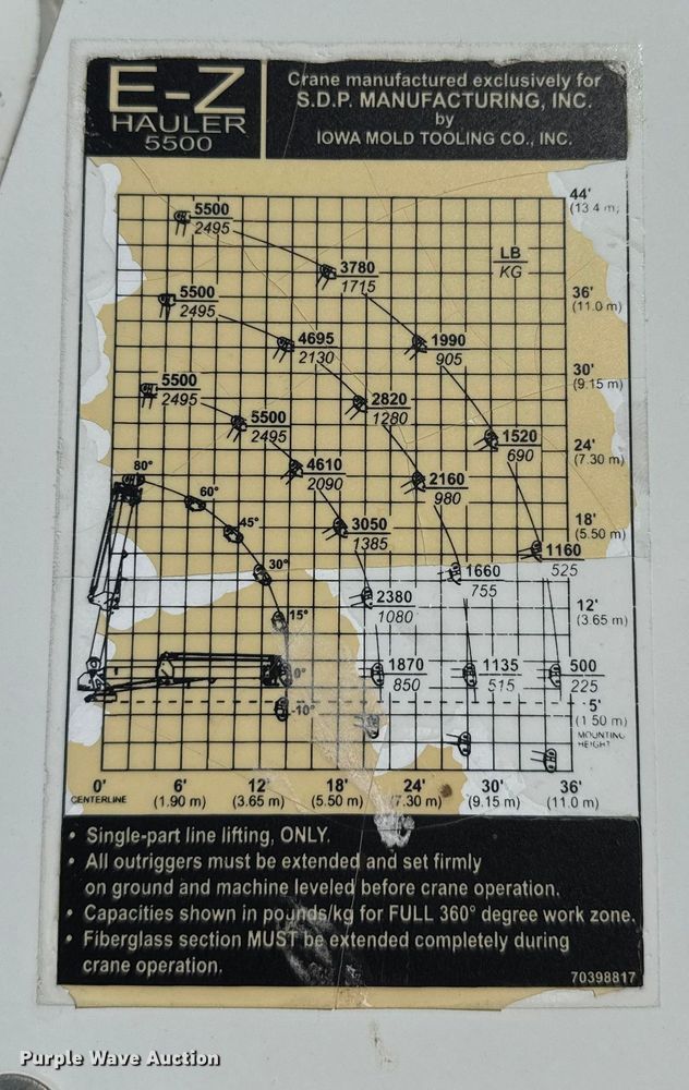 image for item EP0668 2011 SDP EZ Hauler 5500 backyard digger derrick