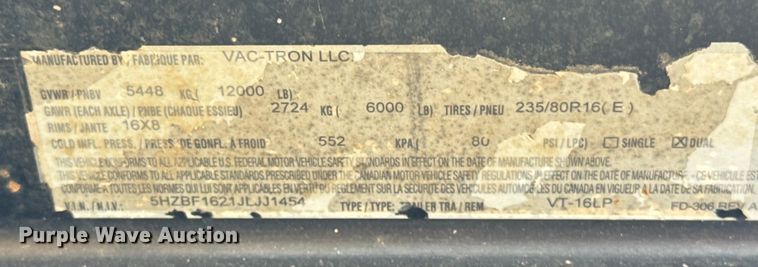 image for item ER0178 2018 Vermeer LP573SDT vacuum excavator