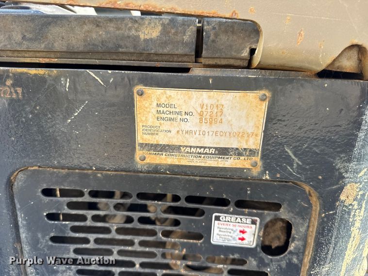 image for item ER0183 2012 Yanmar Vio17 mini excavator