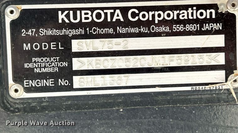 image for item ET3079 2021 Kubota SVL75-2 tracked skid steer loader
