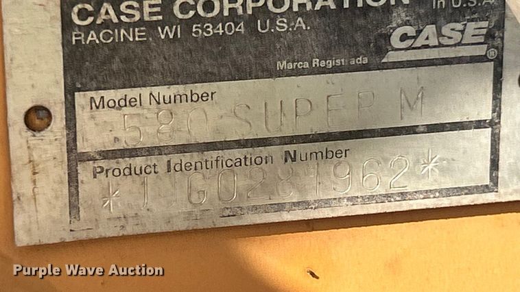 image for item ET3237 2002 Case 580 Super M backhoe