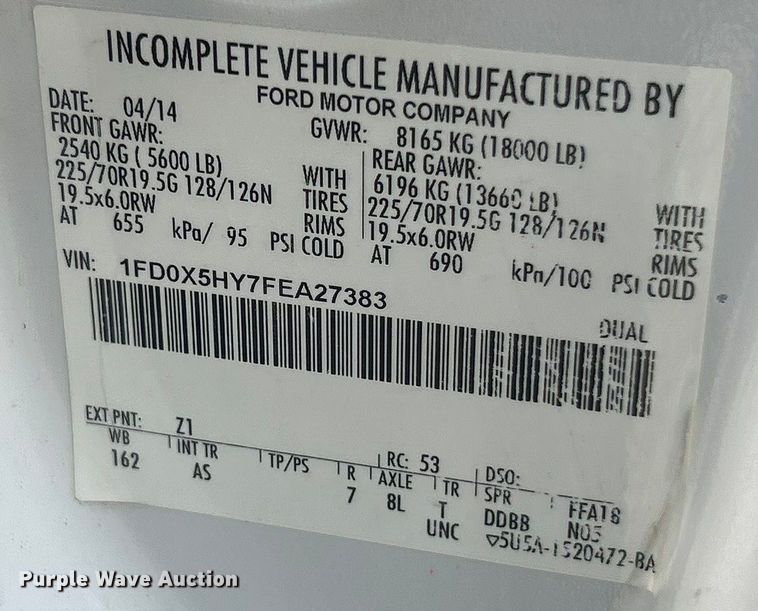 image for item ET3260 2015 Ford F550 Super Duty XL flatbed truck