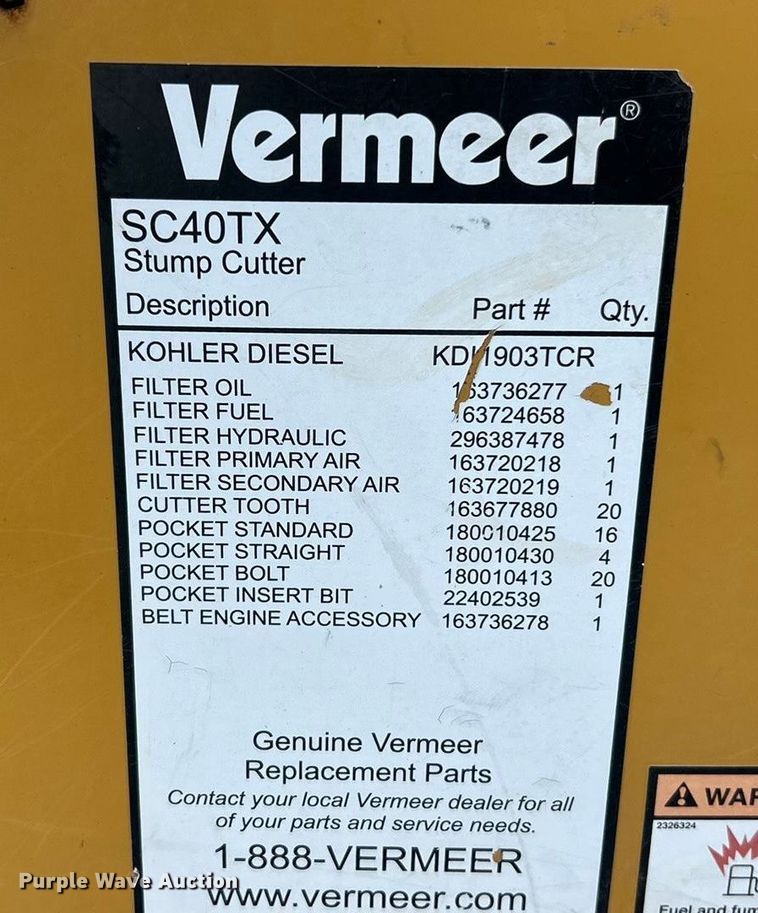image for item ET3313 2016 Vermeer SC40TX stump grinder