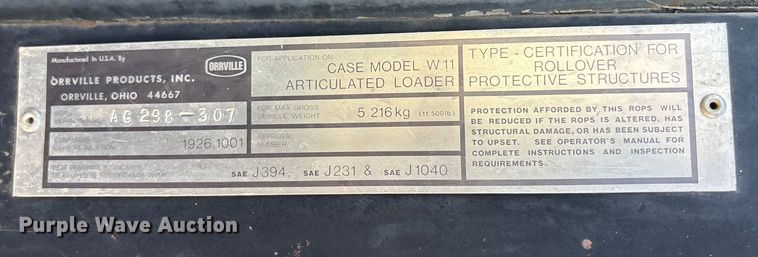 image for item ET4652 1980 Case W11 wheel loader