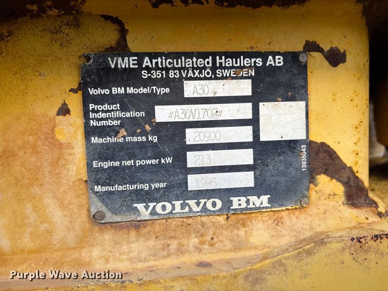 image for item ET7183 1995 Volvo BM A30 articulated haul truck