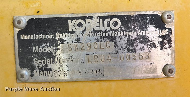 image for item ET7186 2006 Kobelco SK290LC excavator