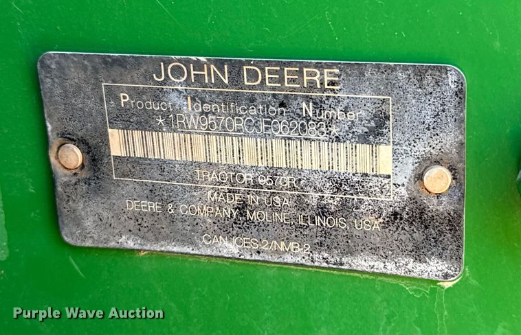 image for item EU3891 2018 John Deere 9570R Scraper Special 4WD tractor