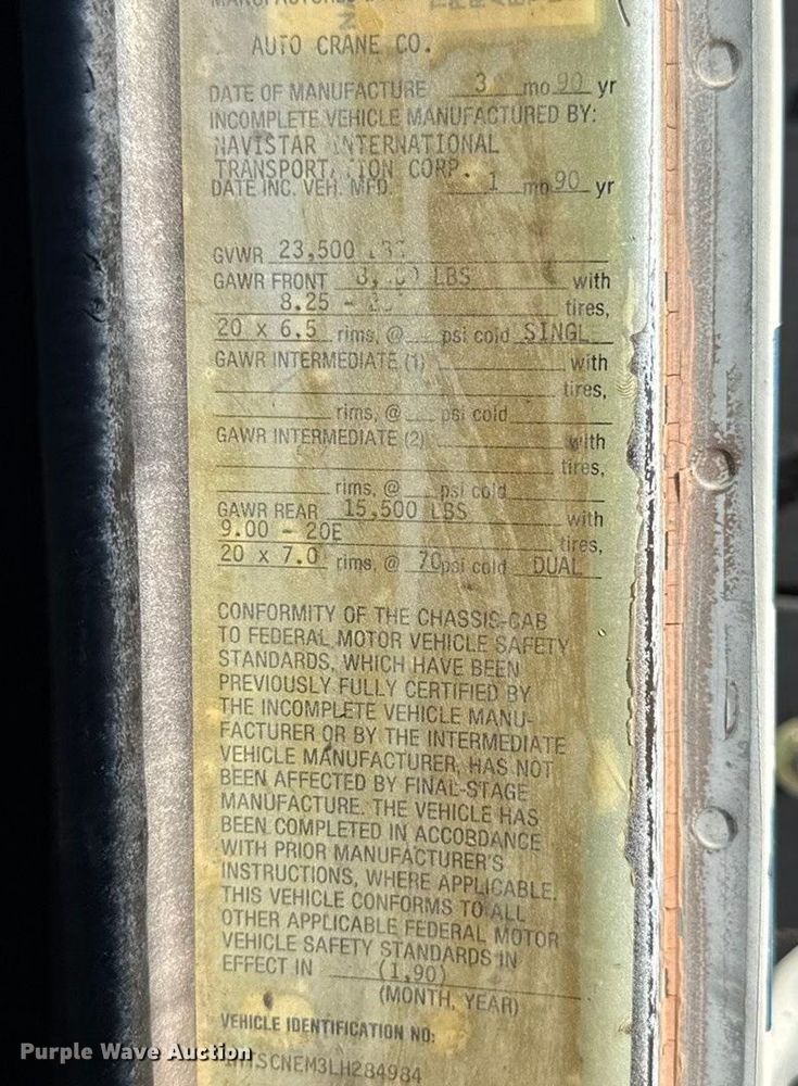 image for item EU5016 1990 International 4700  dump flatbed truck