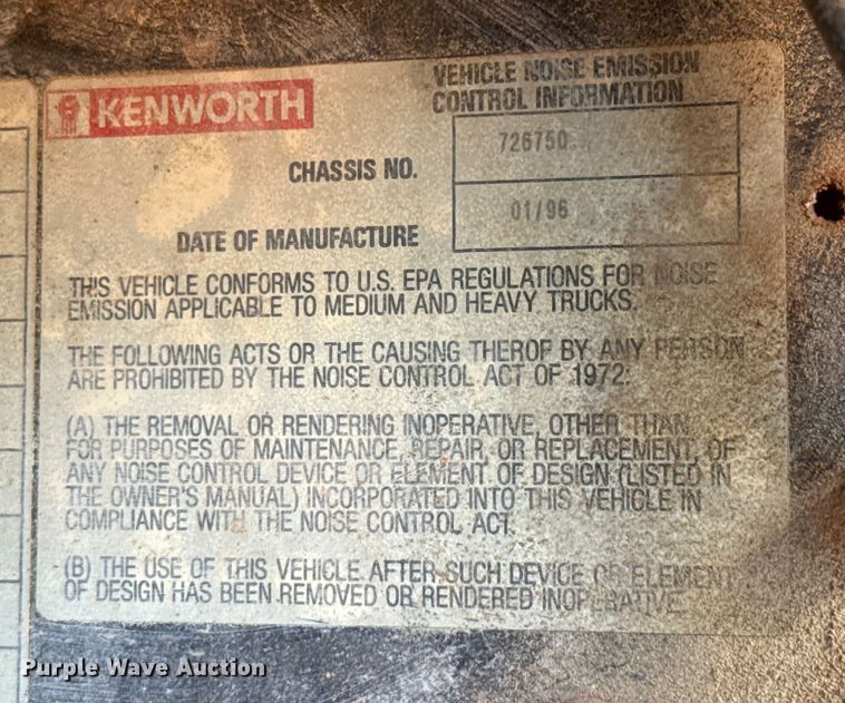 image for item EU5086 1996 Kenworth W900B roll-off container truck