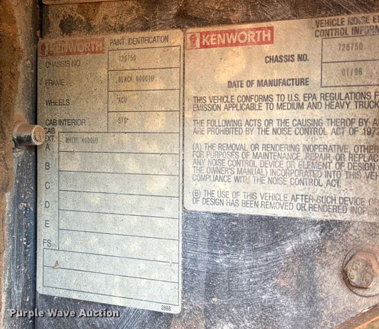 image for item EU5086 1996 Kenworth W900B roll-off container truck