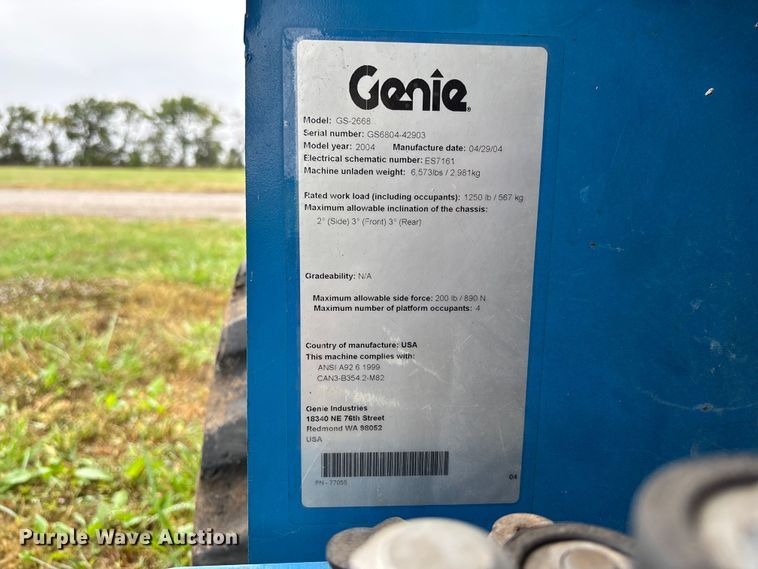 image for item EV3079 2004 Genie GS-2668 scissor lift