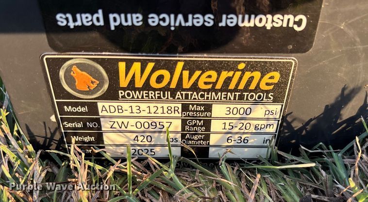 image for item EV3126 2025 Wolverine ADB-13-1218R skid steer auger bucket