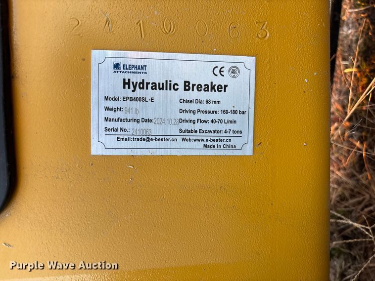 image for item EV3136 2024 Elephant EPB400SL-E skid steer breaker