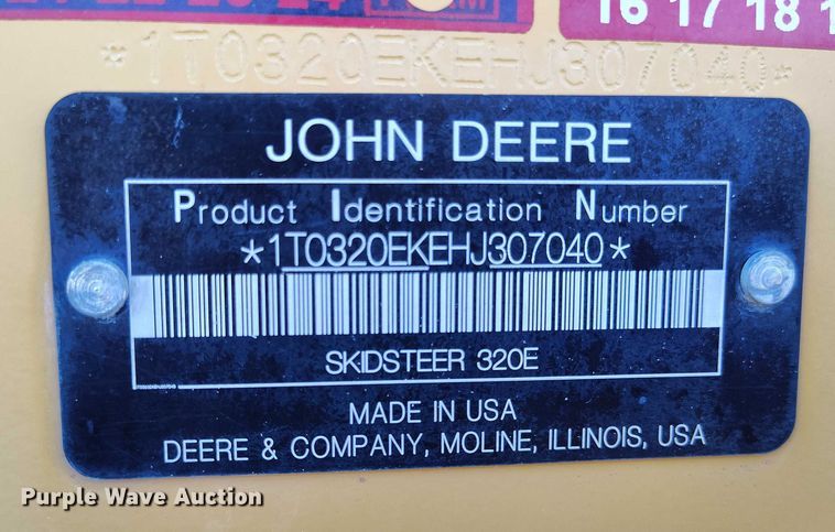 image for item IP9711 2017 John Deere 320E skid steer loader
