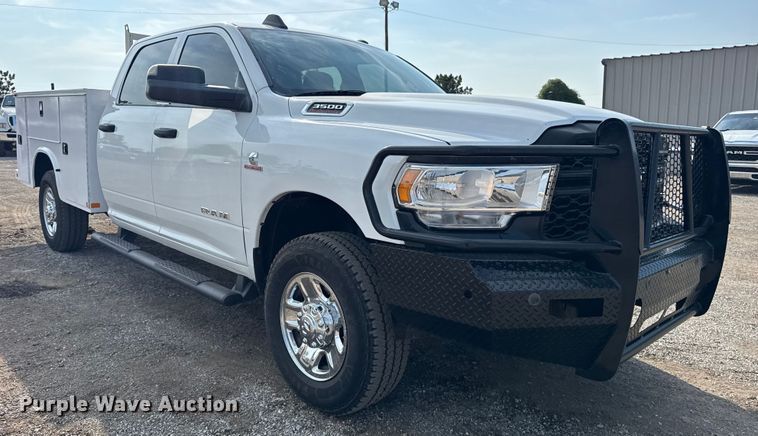 image for item NU9654 2022 Dodge Ram  3500HD Crew Cab utility bed pickup truck