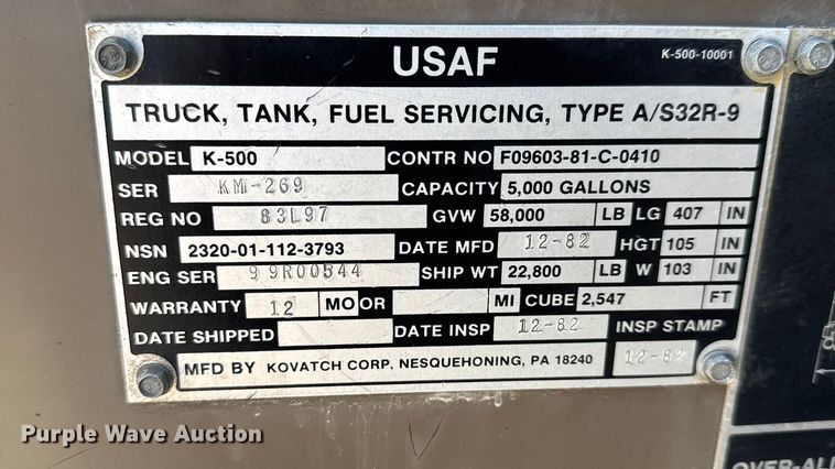 image for item NU9693 1982 Mack DM492S fuel truck