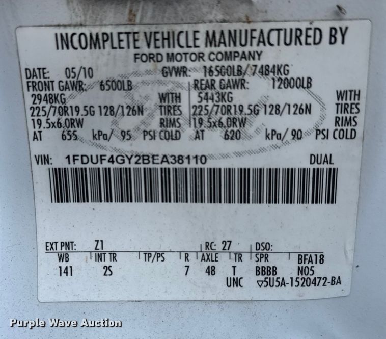 image for item NU9696 2011 Ford F450 Super Duty bucket truck