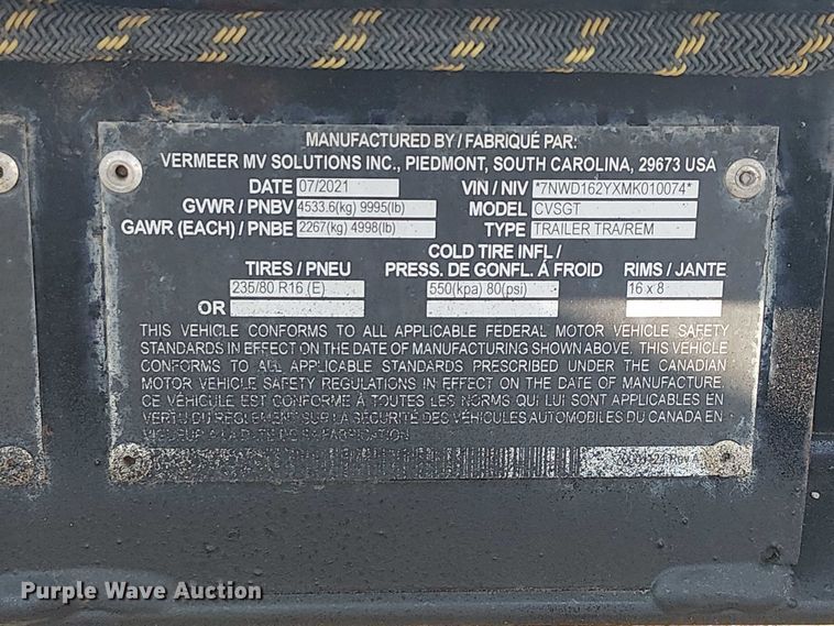 image for item NU9710 2021 Vermeer CVSGT  vacuum excavator