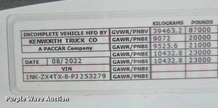 image for item YA0870 2023 Kenworth T880 dump truck