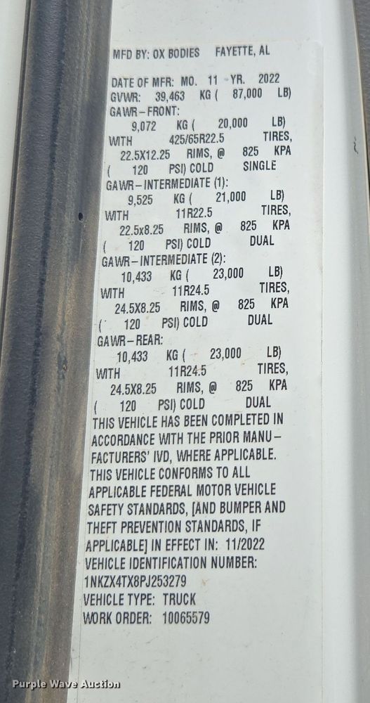 image for item YA0870 2023 Kenworth T880 dump truck