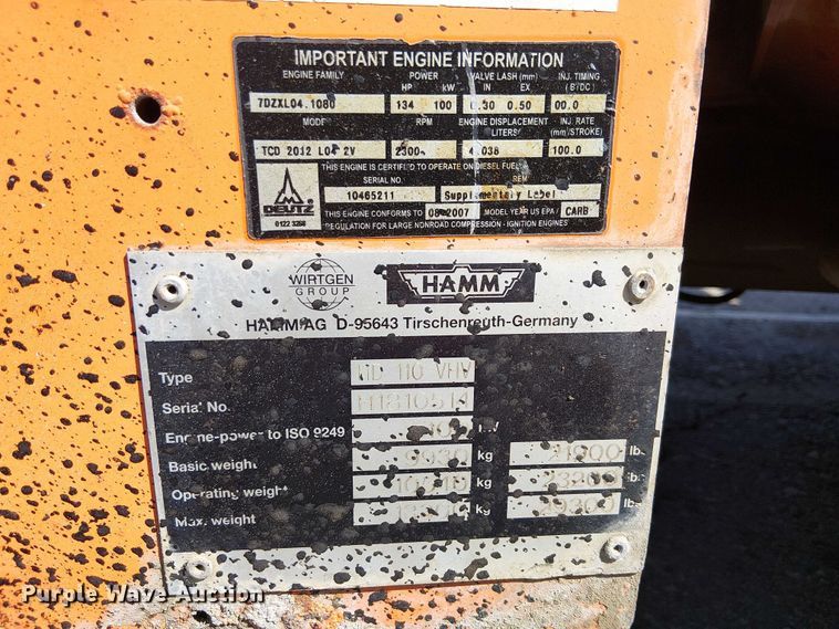 image for item YA0982 2009 Hamm HD110 double drum vibratory roller