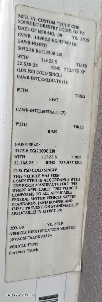 image for item YA1022 2020 Freightliner Business Class M2 forestry bucket truck