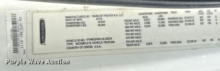 image for item YA1086 2020 Freightliner 114SD vacuum truck