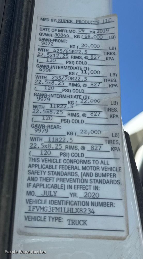 image for item YA1086 2020 Freightliner 114SD vacuum truck