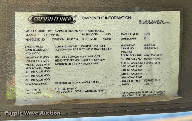 image for item YA1086 2020 Freightliner 114SD vacuum truck