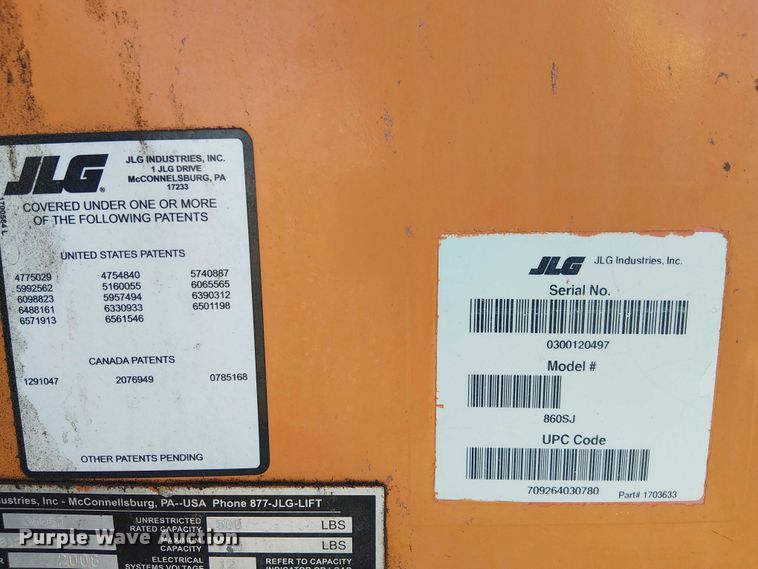 image for item YA1133 2008 JLG 860SJ boom lift