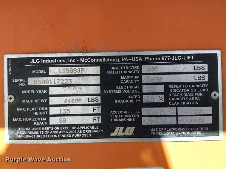 image for item YA1140 2007 JLG 1350SJP boom lift