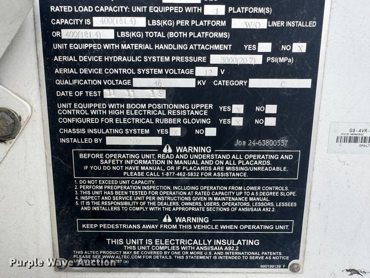 image for item YA1389 2019 Altec TDA58 tracked boom lift