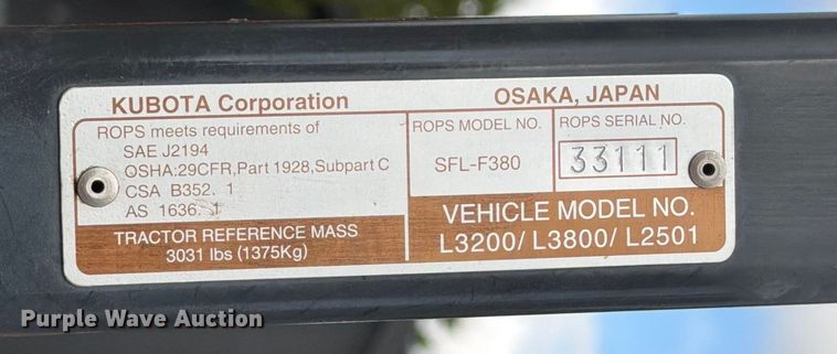 image for item DX5850 Kubota L2501D MFWD tractor