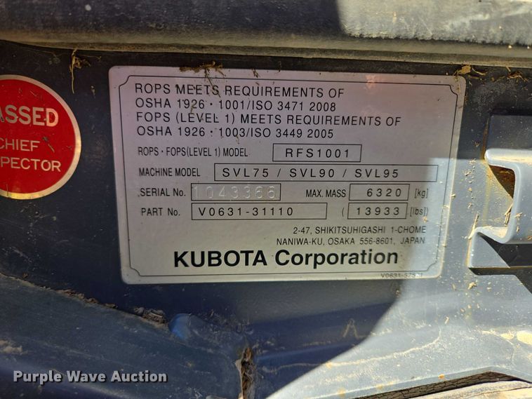 image for item DY1342 Kubota SVL 75-2 tracked skid steer loader