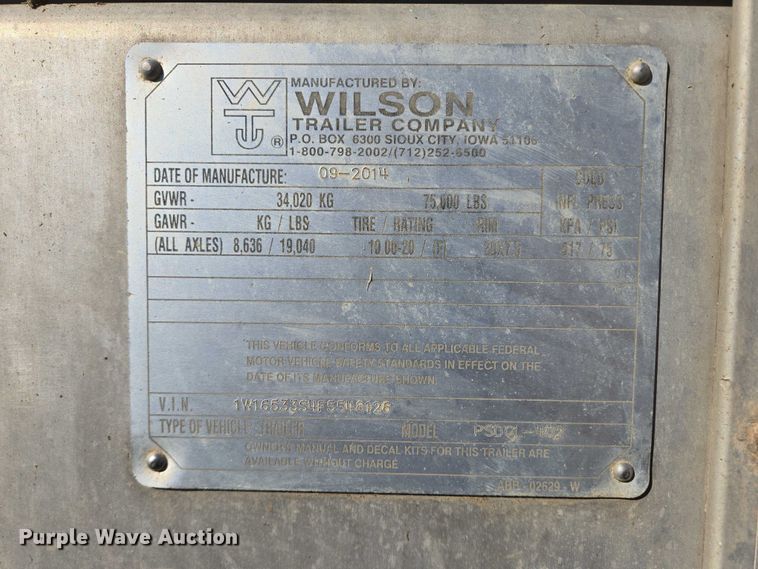 image for item DY1346 2015 Wilson PSDCL-402 livestock trailer