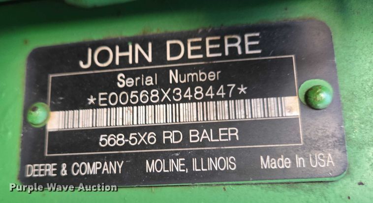 image for item DY1359 John Deere 568 Mega Wide Plus round baler