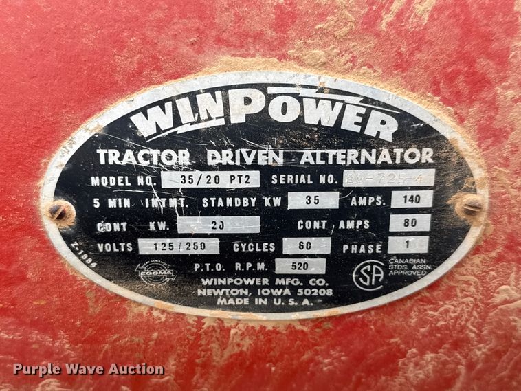image for item EM8354 Winpower 35/20 PT2 PTO generator