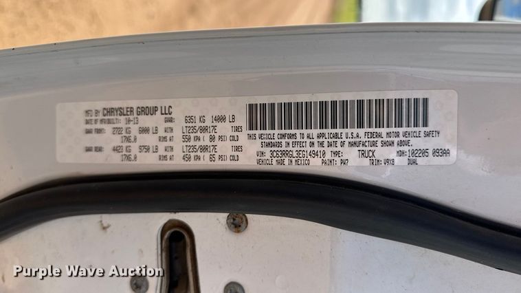 image for item EM8369 2014 RAM 3500 dump bale bed pickup truck