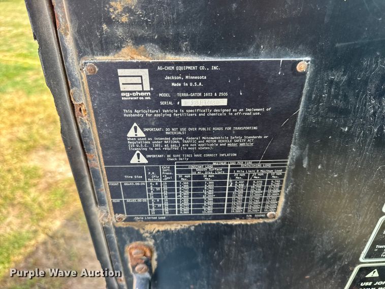 image for item ER0193 Ag Chem Terra Gator 1803 spreader