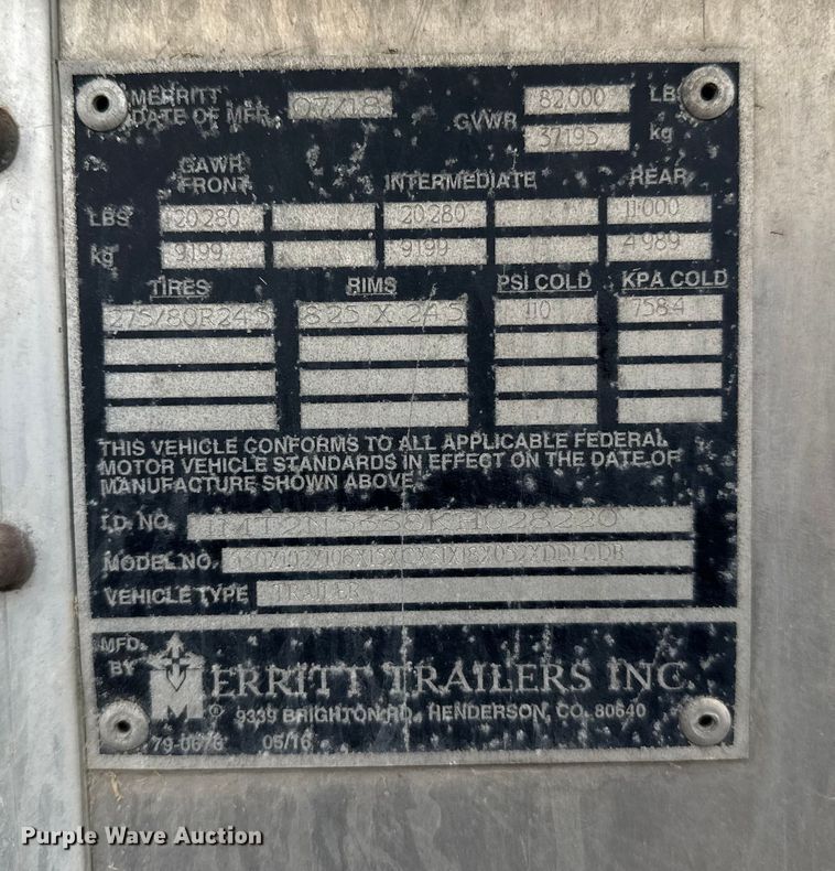 image for item EU6090 2019 Merritt DDLCDB livestock trailer