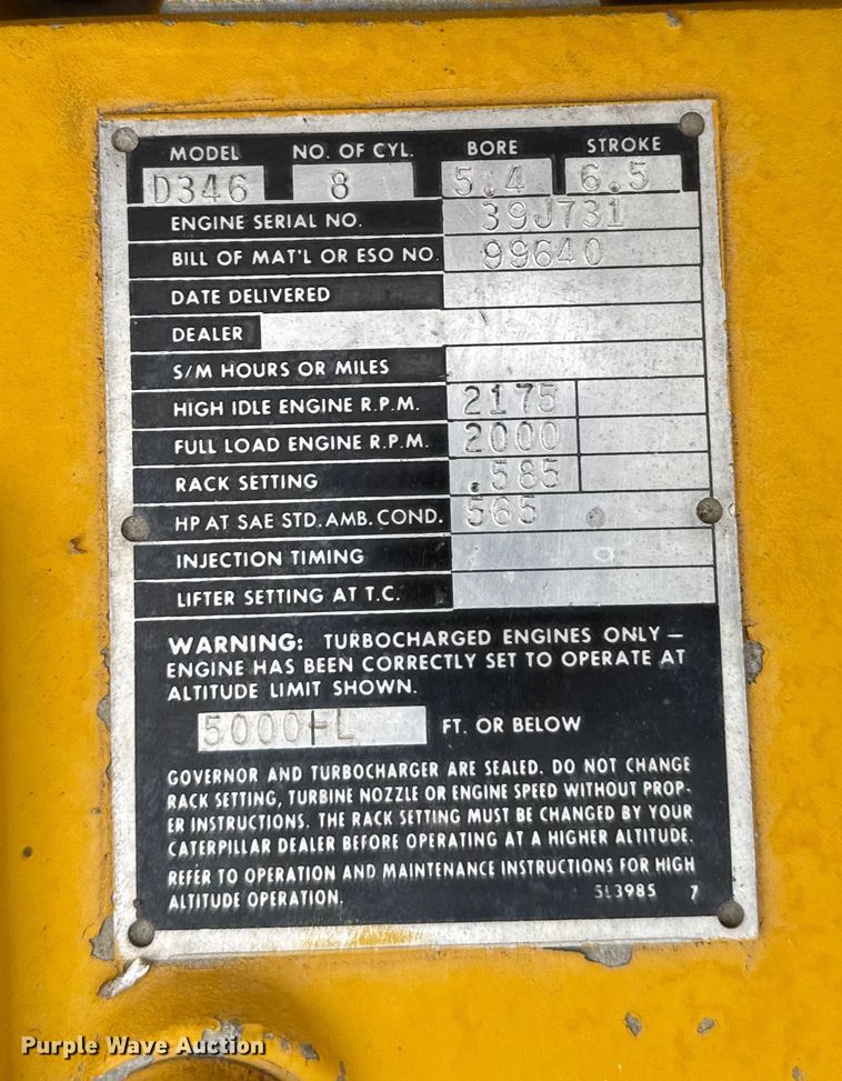 image for item EU6096 Caterpillar D346 generator