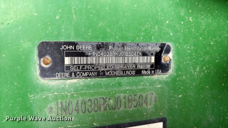 image for item YA1165 2018 John Deere R4038 sprayer