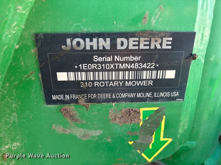 image for item YA1255 2021 John Deere 310 rotary mower