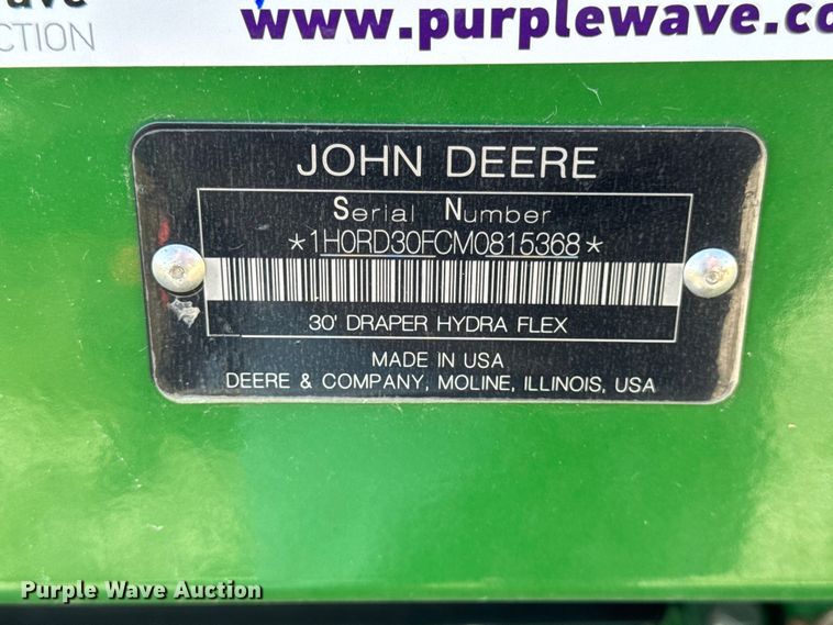 image for item YA1332 2021 John Deere RD30F flex draper head