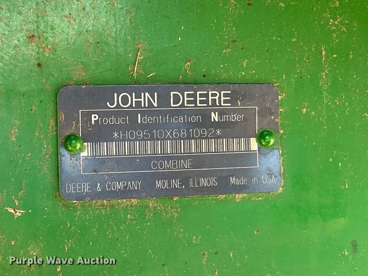 image for item YA1346 1999 John Deere 9510 Maximizer RWA combine