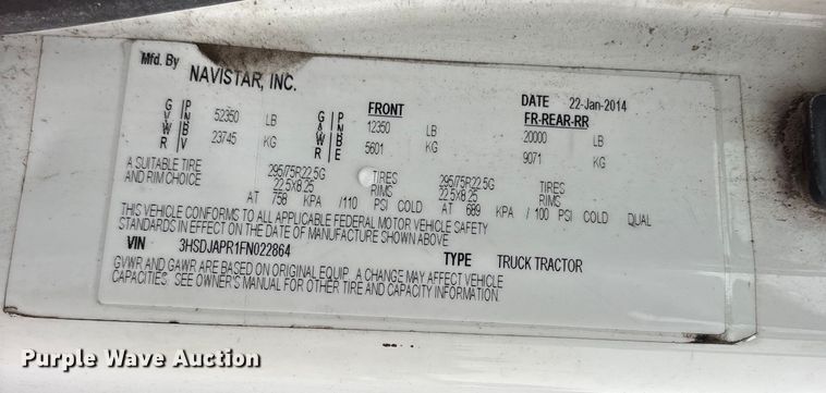 image for item DM1989 2014 International Prostar semi truck