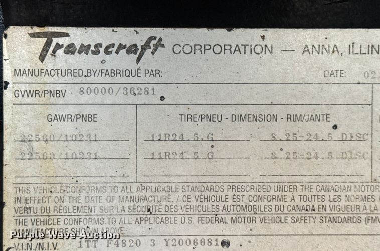 image for item DO2273 2000 Transcraft Eagle W2 flatbed trailer