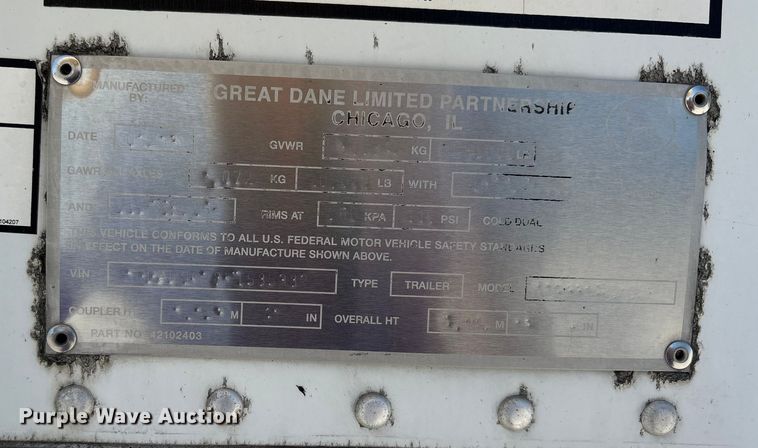 image for item DU1399 2014 Great Dane dry van trailer