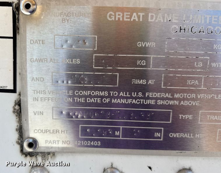 image for item DU1399 2014 Great Dane dry van trailer